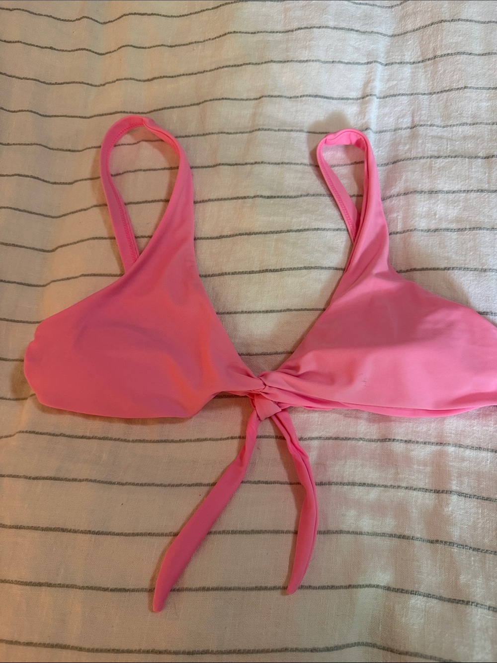 SHEIN Pink Tie-Front Bikini Top